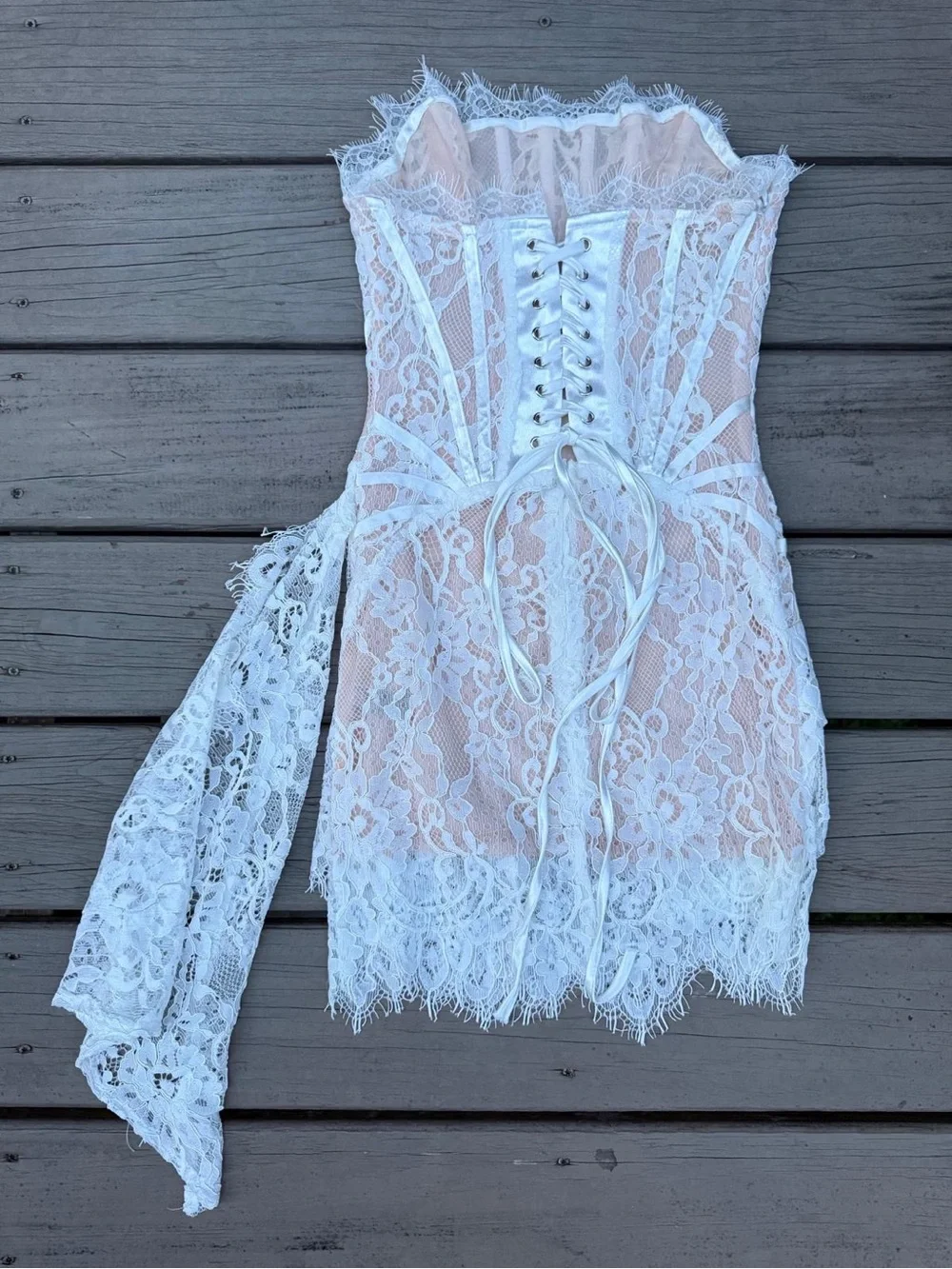 White Lace Corset Mini Dress - Elegant Strapless Party Dress